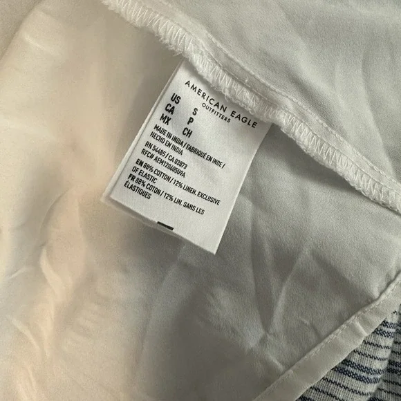 American Eagle Two Ruffle Dress Blue Stripe Size Small Deep V - Picture 7 of 7